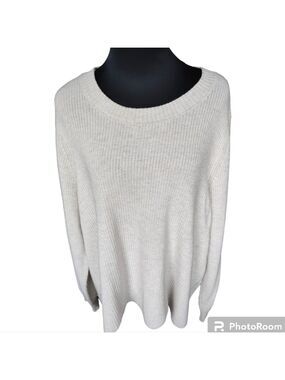 ADDITION ELLE Cotton Blend Crew Neck Oatmeal Color Knit Sweater Size 4X